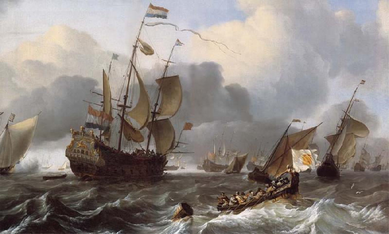 Ludolf Backhuysen Detail of THe Eendracht and a Fleet of Dutch Men-of-War oil painting picture